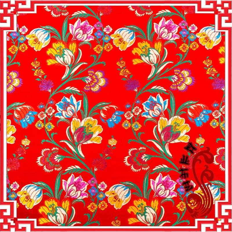 新款直销郁金香丝云锦织锦缎丝绸时装面料仿古唐装旗袍新娘装布料