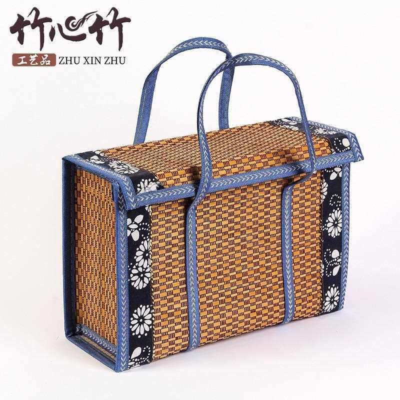 新款直销现货花边竹制编织篮子工厂定logo点心水果篮子长方形礼品,包装,商务礼品包装,淘宝优惠券,粉丝福利购,淘宝优惠卷