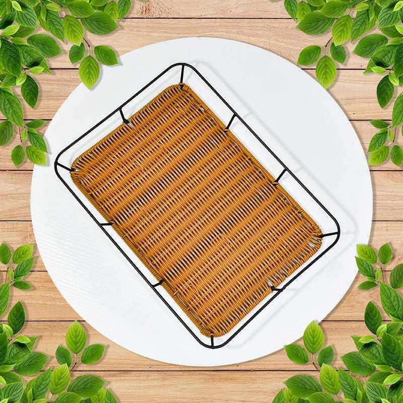 新款直销现代简约面包陈列篮铁筐底部塑料藤编筐欧式法棍烘焙篮面,收纳整理,脏衣篮,淘宝优惠券,粉丝福利购,淘宝优惠卷