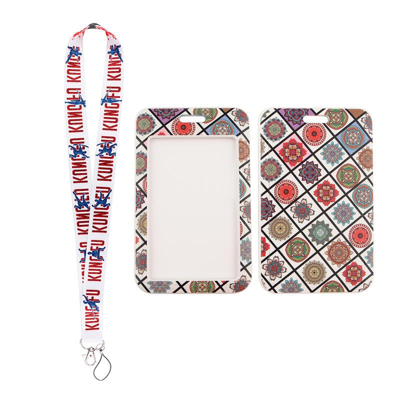 新款直销豹纹图册表情手机绳卡套学生校园饭卡公交门禁卡工作证浮