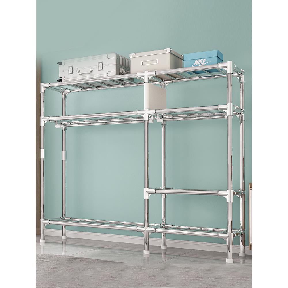 新款直销牛津布衣柜家用全钢管大衣架防尘衣橱卧室租房单双人简易