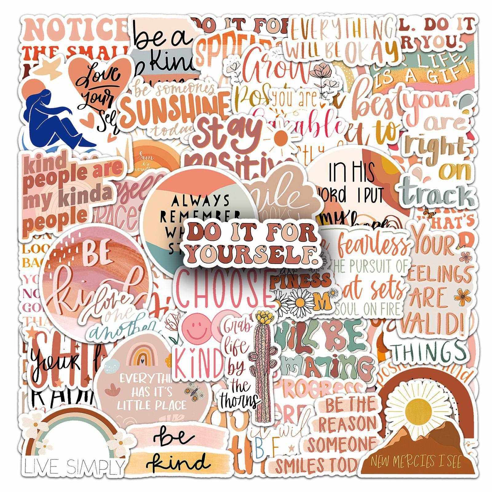 新款直销50张波西米亚风励志英文个性跨境热卖文字咕卡手账装饰行