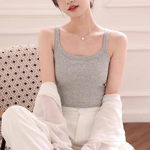新款 文胸内搭纯棉打底 直销美背吊带背心女薄款 夏内衣带胸垫一体式