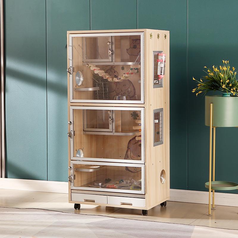 新款直销龙猫柜笼实木生态板宠物空调柜别墅相亲柜笼龙猫柜子笼子