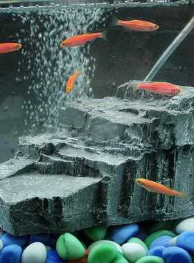 新款直销小号乌龟爬虫两栖晒台岩石爬坡 石头龟台 鱼缸乌龟缸假山