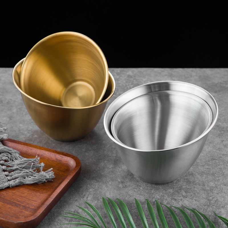 新款直销韩式烤肉店不锈钢蔬菜桶生菜青菜斜口碗火锅店自助餐调料