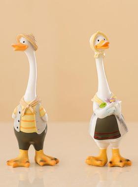 新款直销跨境新品创意卡通仿真鸭子家居花园庭院摆件树脂动物手工