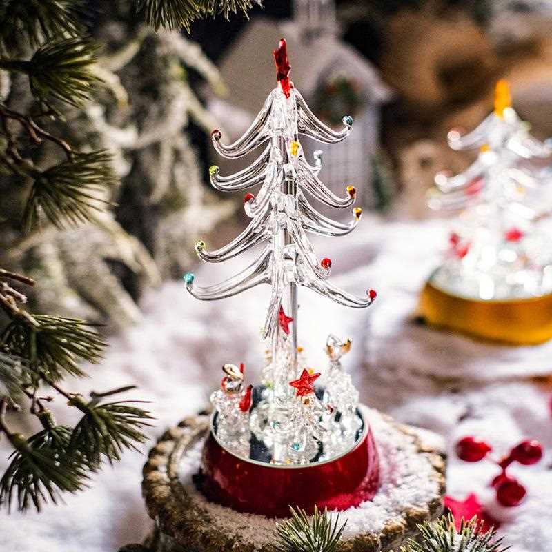 新款直销BC10玻璃圣诞树发光装饰圣诞灯饰场景布置迷你桌面小型圣