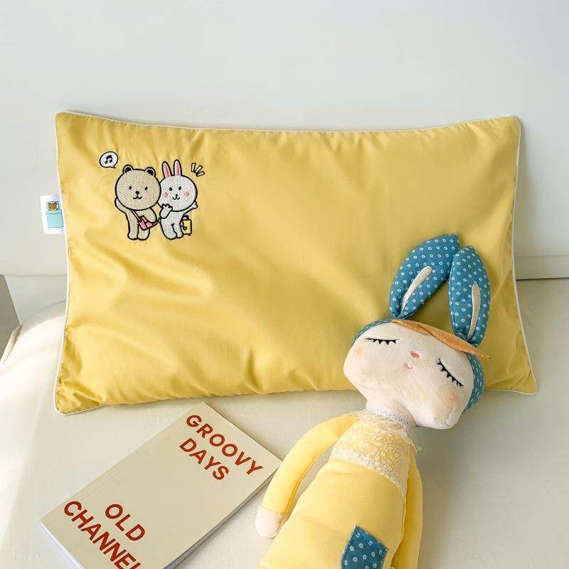 直销新款A类100支贡缎磨毛儿童枕套纯棉全棉可拆洗幼儿园卡通枕头
