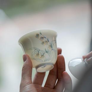 釉下 新款 直销 小容量手绘青花薄胎盖碗 家用玉泥功夫茶具泡茶碗