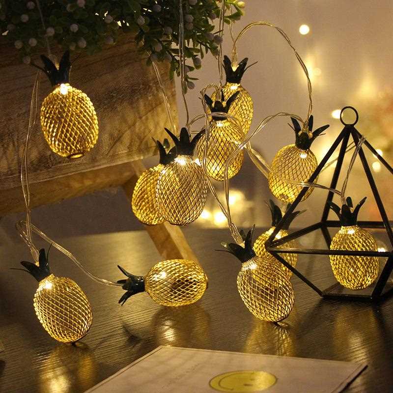 新款直销复古铁艺菠萝led彩灯闪灯串灯凤梨节日庭院卧室装饰灯串