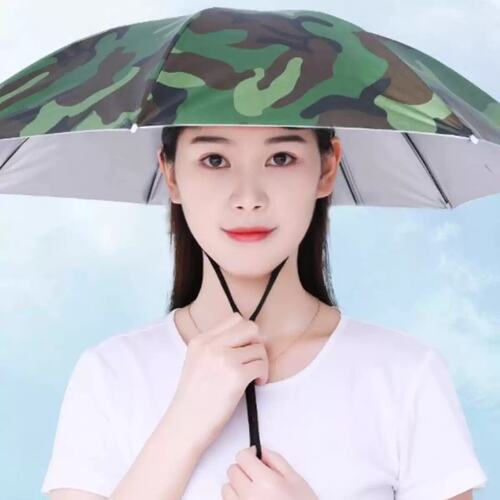 超大伞帽头戴式雨伞遮阳防晒钓鱼伞户外采茶伞防雨斗笠帽子伞折叠