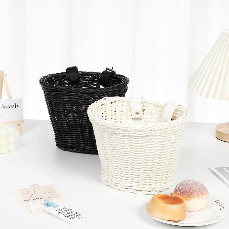 仿藤编儿童自行车车篮子学步车平衡车手推车零食置物收纳筐可水洗