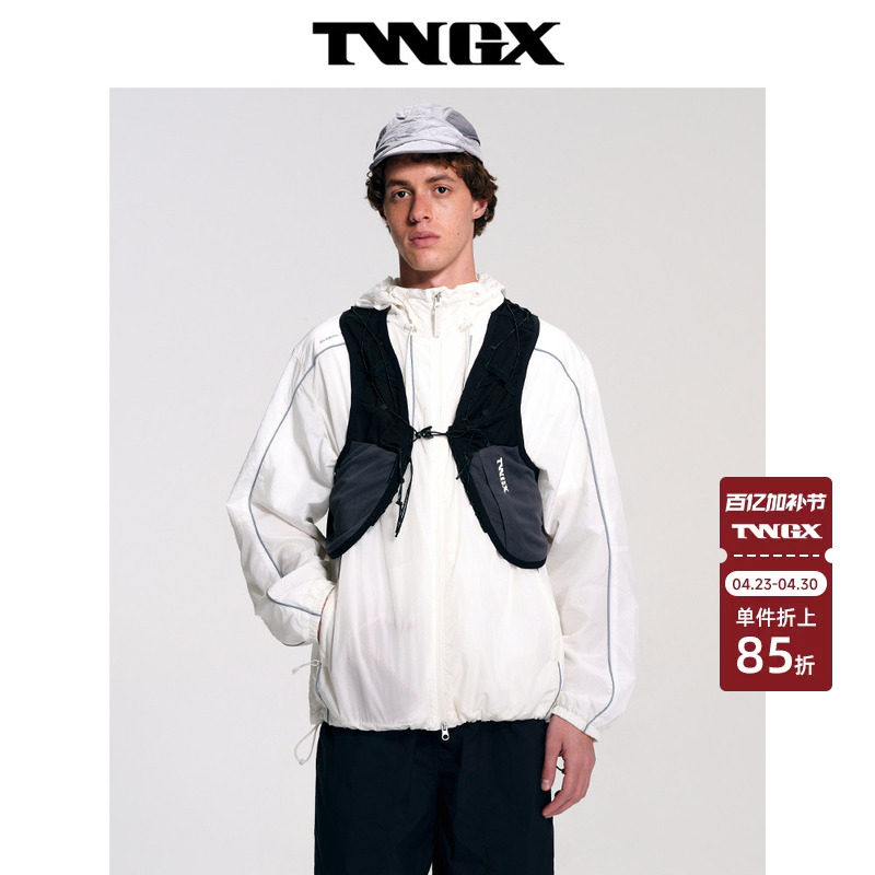 Teenie Weenie小熊男装黑色机能风户外运动马甲背心2026年春