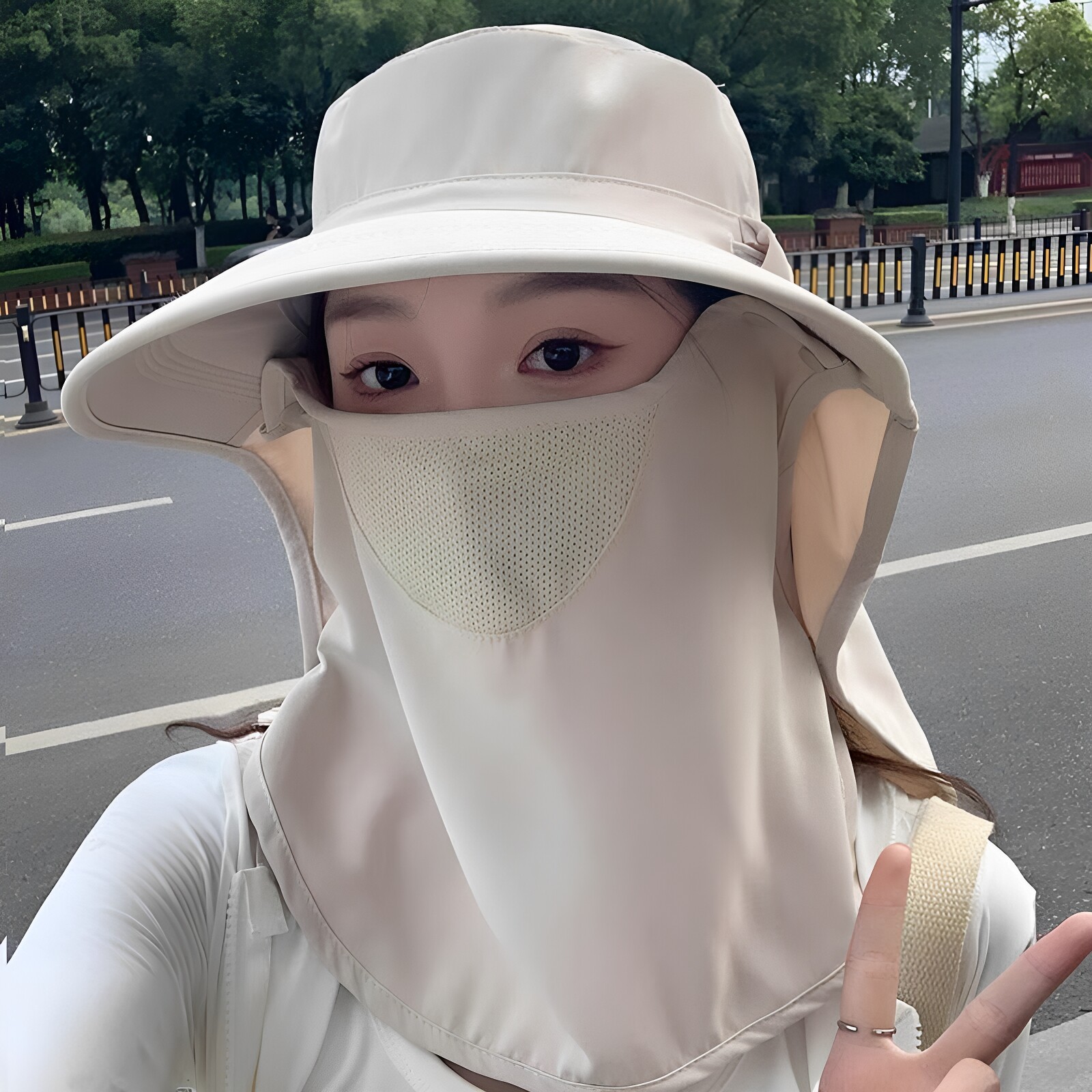 全方位防晒帽透气遮脸面罩护颈图片