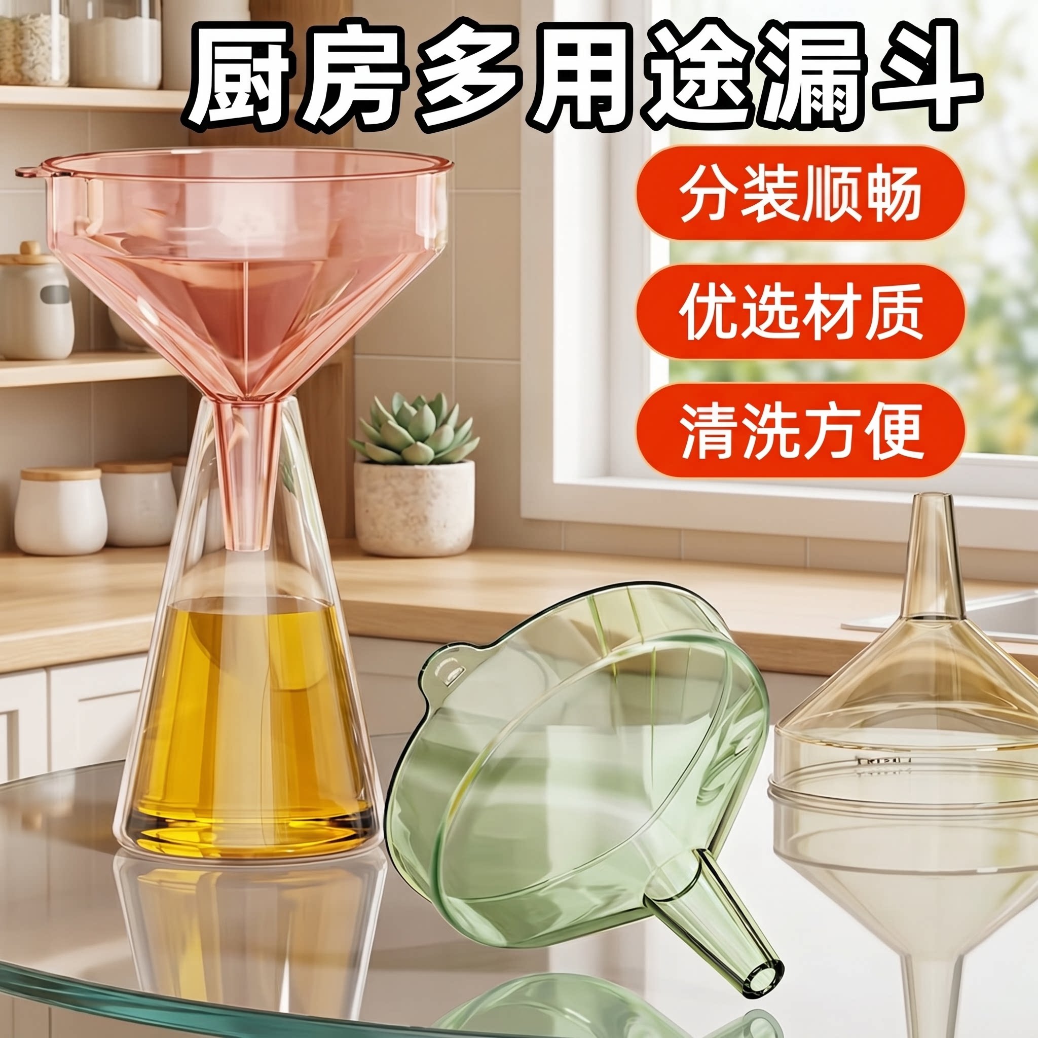 漏斗器家用厨房长颈塑料大小口径奶粉倒油漏斗食品级酒吊子打酒器