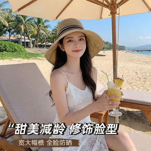 防晒帽子女夏季大檐户外披肩渔夫帽护颈遮阳帽防紫外线骑行太阳帽