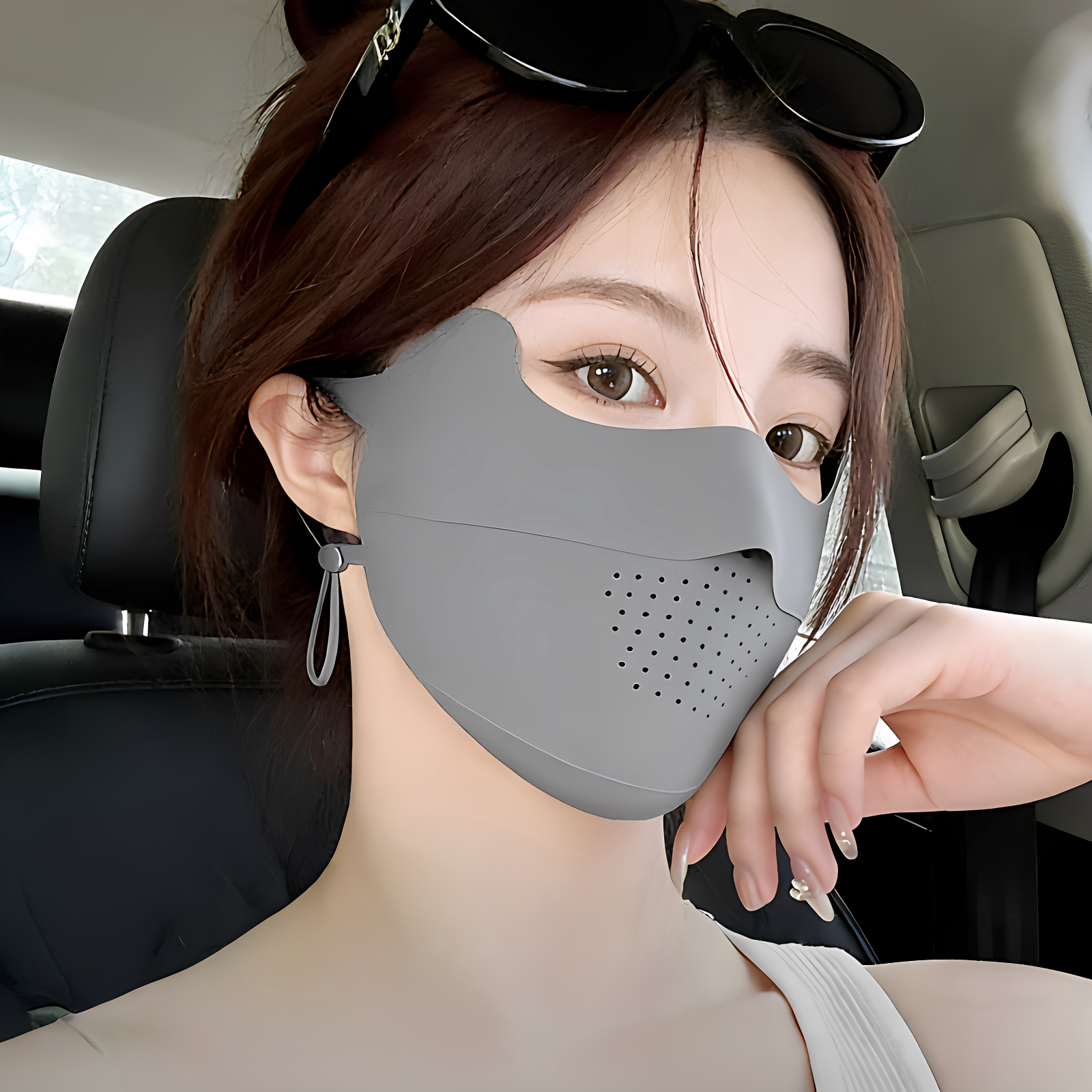 防晒口罩女清爽舒适薄款遮脸骑车夏季透气护眼角无痕冰丝全脸面罩