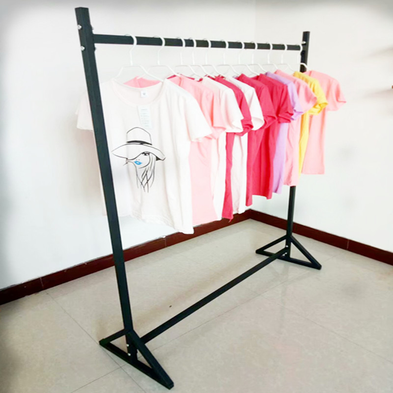 黑色简易服装店展示架男女衣服货架衣架落地挂衣架子中岛侧挂正挂