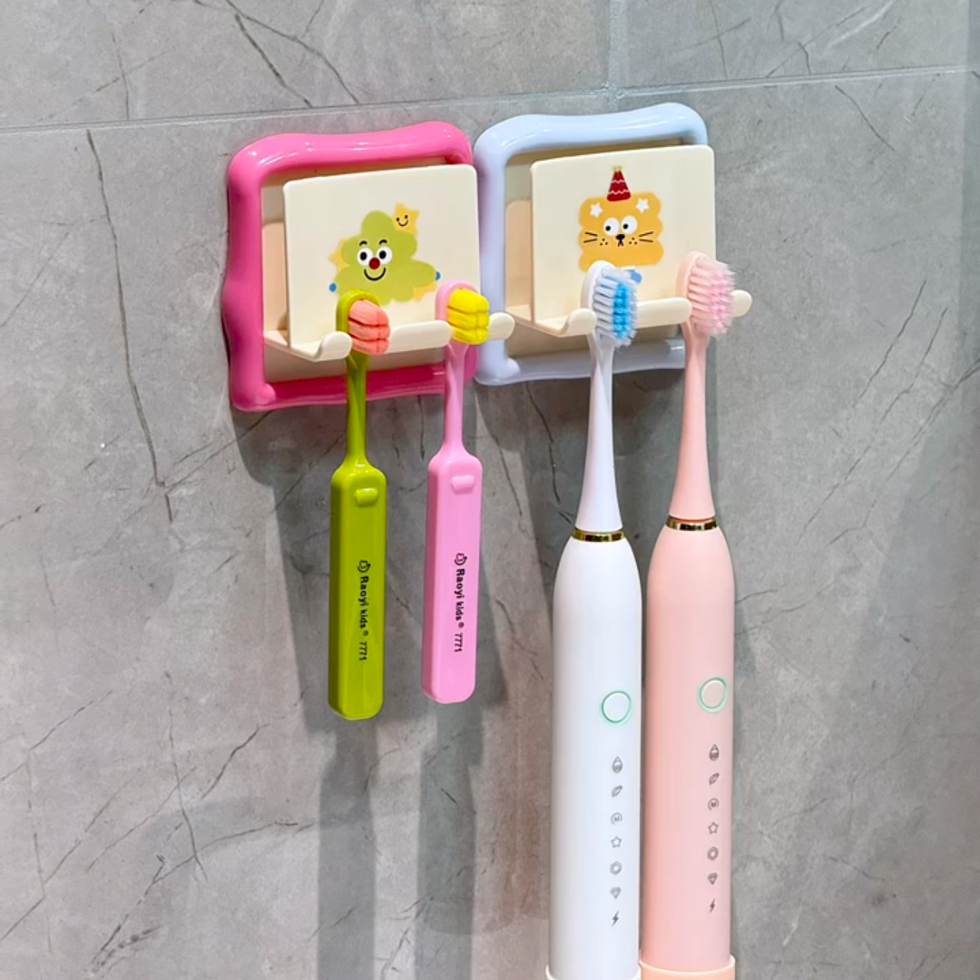 2025新款一家三口牙刷牙膏置物架壁挂免打孔卫生间电动牙刷收纳架