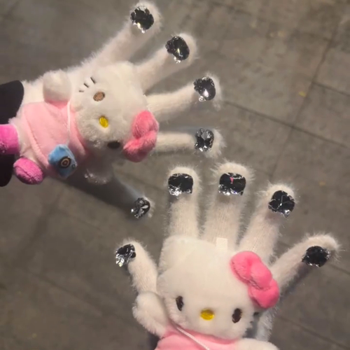 2026新款卡通带钻保暖针织手套