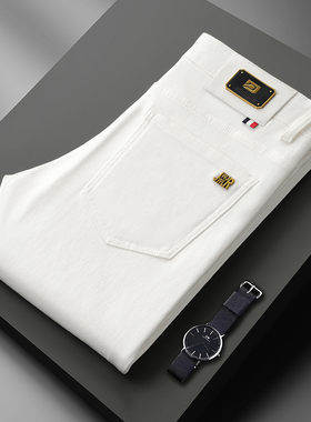 秋冬款欧货新款欧洲站轻奢加厚白色三防长裤弹力修身小直筒裤潮牌