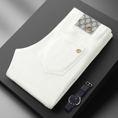 欧洲站轻奢高货秋冬款 加厚白色长裤 弹力修身 欧货新款 小直筒裤 潮牌