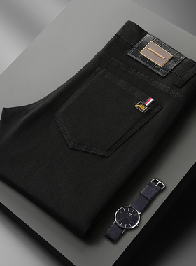 秋冬款欧货新款欧洲站轻奢加厚黑色防褪色长裤弹力修身小直筒裤潮