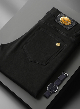 秋冬款欧货新款欧洲站轻奢加厚黑色防褪色长裤弹力修身小直筒裤潮