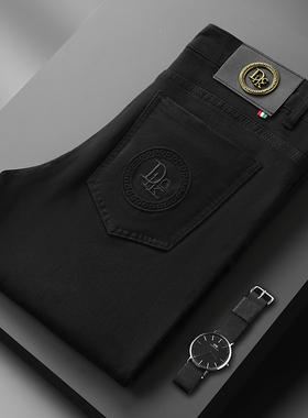 欧货新款欧洲站轻奢高货秋冬款加厚黑色长裤弹力修身小直筒裤潮牌