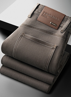 2025新款秋冬高端商务牛仔裤男款修身小直筒休闲弹力潮牌男士裤子