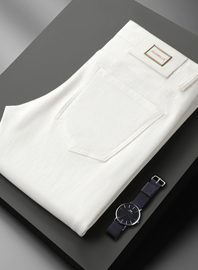 秋冬款欧货新款欧洲站轻奢加厚白色三防长裤弹力修身小直筒裤潮牌