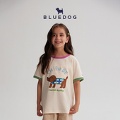 BLUEDOG蓝狗春夏男女童潮流卡通图案短袖 T恤宽松圆领儿童上衣