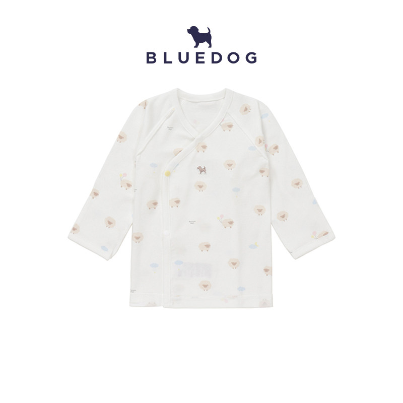BLUEDOG 蓝狗26FW新生儿快乐小羊裹衣婴儿亲肤上衣宝宝家居服哈衣