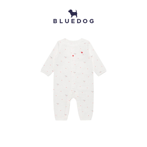 BLUEDOG 蓝狗韩国新爱心小狗连体衣婴童宝宝初生上衣家居套装爬服