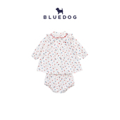 BLUEDOG蓝狗韩国新款 女童宝宝婴童春季 花卉图案连衣裙裤 子套装