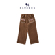 BLUEDOG 男女童百搭休闲裤 韩国蓝狗25FW小童秋绣花口袋装 饰阔腿裤