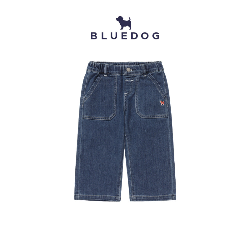 BLUEDOG 韩国蓝狗26SS春夏宽松直筒牛仔裤简洁百搭儿童牛仔长裤