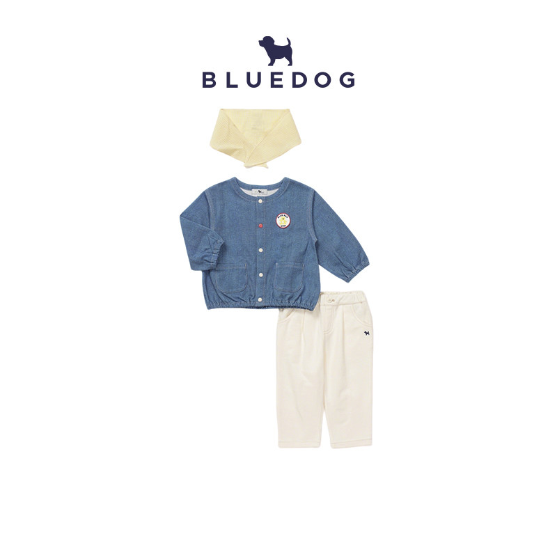 BLUEDOG 韩国蓝狗26SS春季宽松版仿牛仔套装童装休闲百搭款三件套