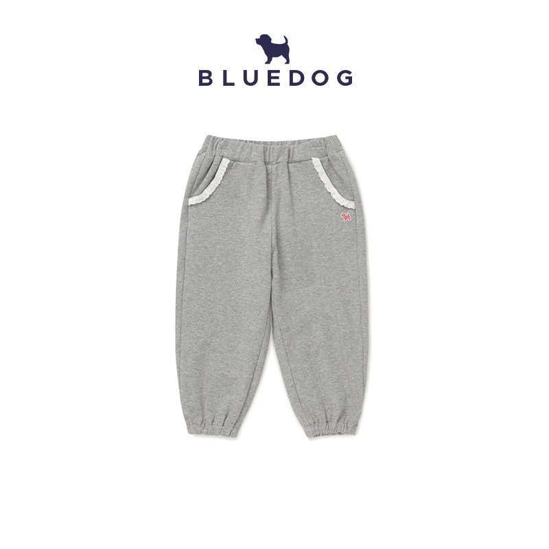 BLUEDOG 韩国蓝狗26FW宽松休闲卫裤女童中小童甜妹运动风灰色长裤