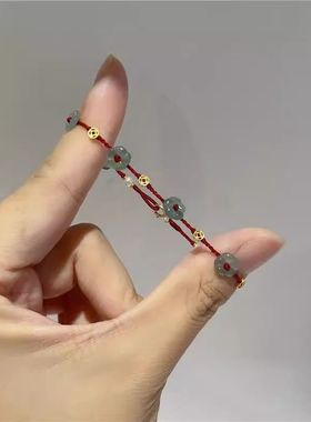 【超级有钱花】小花钱币红绳手链女简约百搭手工编织情侣手绳礼物