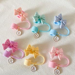 彩色蝴蝶结吸管塞斯坦利杯子装饰配件糖果色吸管帽防尘吸管套跨境