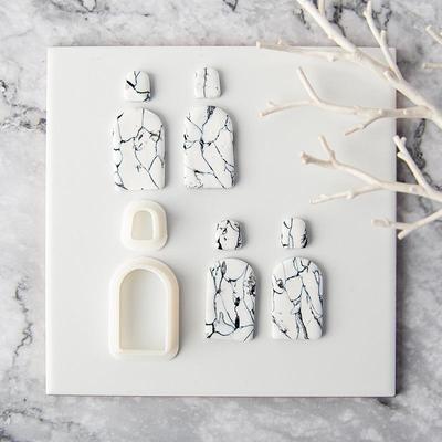 新款几何软陶耳环模具简约大理石纹黏土饰品切模diy礼物手作工具