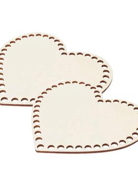 2pcs心形木篮钩针背景木底座钩针织工艺DIY爱心包包手工针织底座