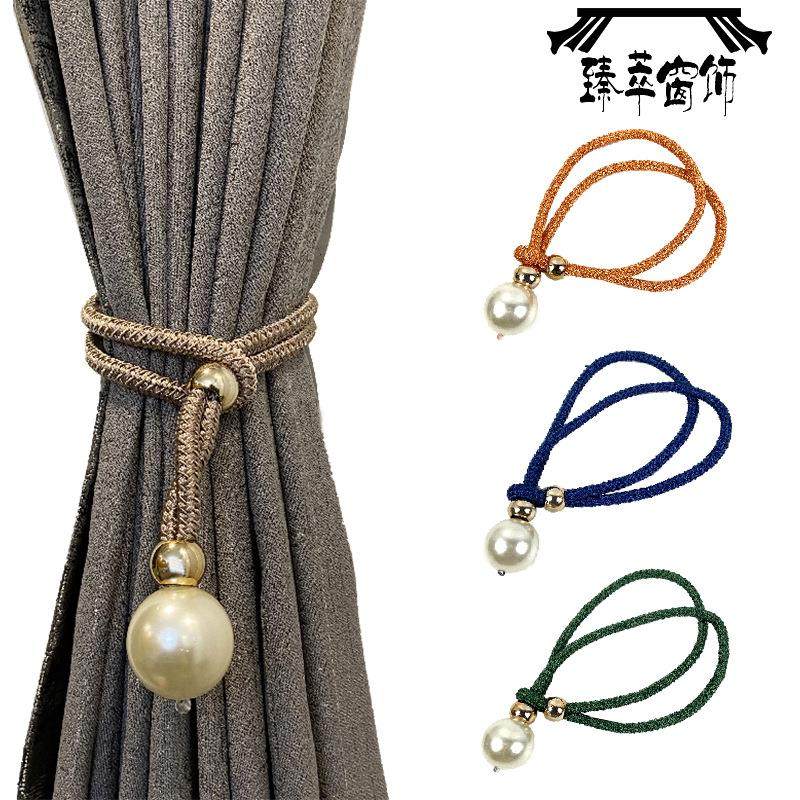 臻萃窗饰新款创意简约抽拉大珍珠窗帘绑带跨境珍珠窗帘绑带扣