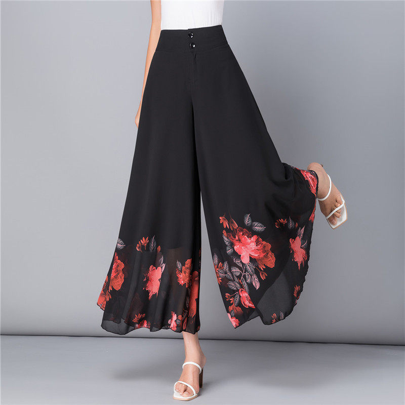 阔腿裤女高腰休闲夏季裤子妈妈雪纺裙裤甩腿裤薄款宽松花色九分裤,女装/女士精品,休闲裤,淘宝优惠券,粉丝福利购,淘宝优惠卷