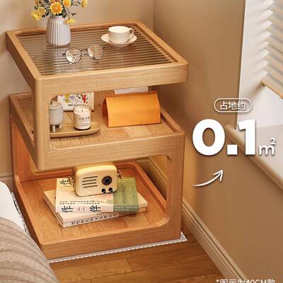 实床头柜创卧室床边置物47000架简小约户型家用意木移动边几