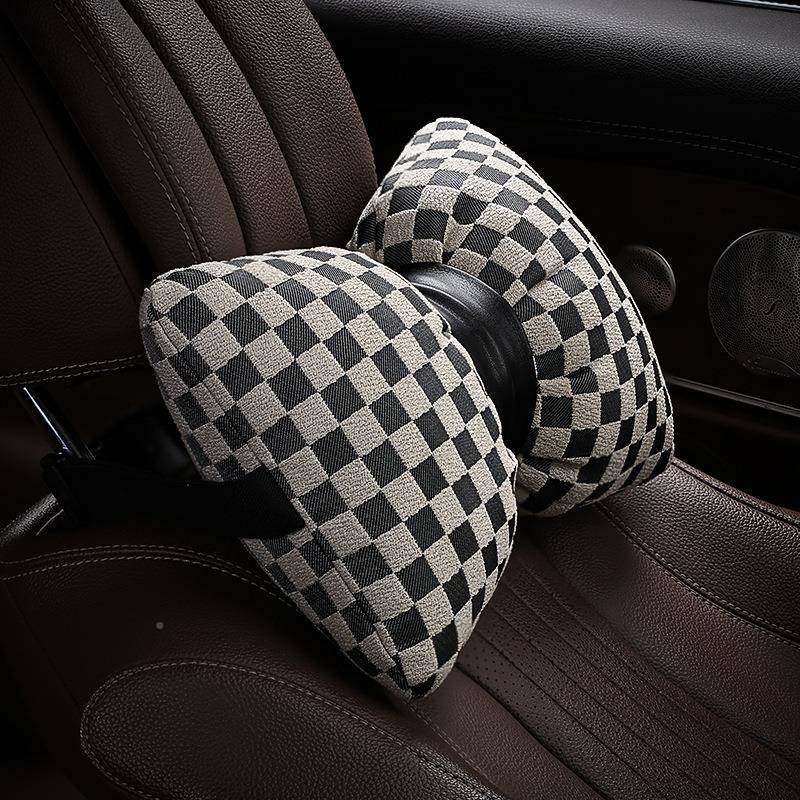 牧羊格内HRR汽车头枕女生高颜值车载车护颈枕蝶结靠枕内饰装饰用
