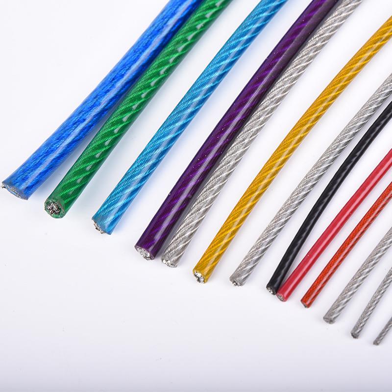 2mm-20mm包塑可涂塑锈钢丝绳防VC包胶P颜色PTO长度选遮阳网大棚拉