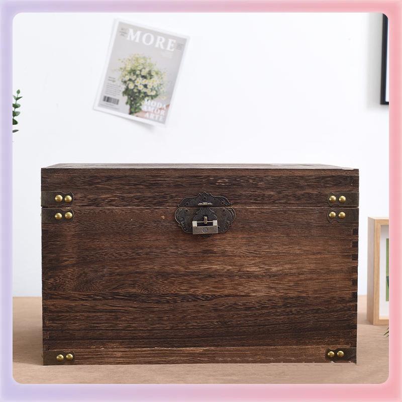 实木收纳盒长方形带木锁YTS做箱旧复古大木箱子杂储物箱物整理收